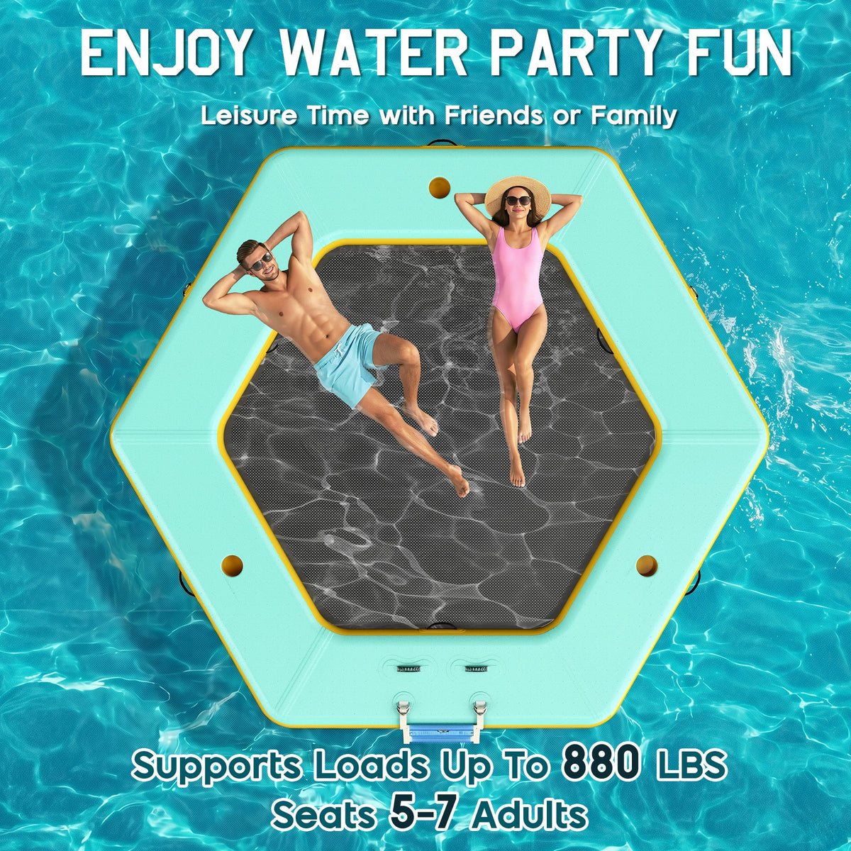 Nixie Inflatable Water Hammock-10*10FT / Hexagon / Green+Black