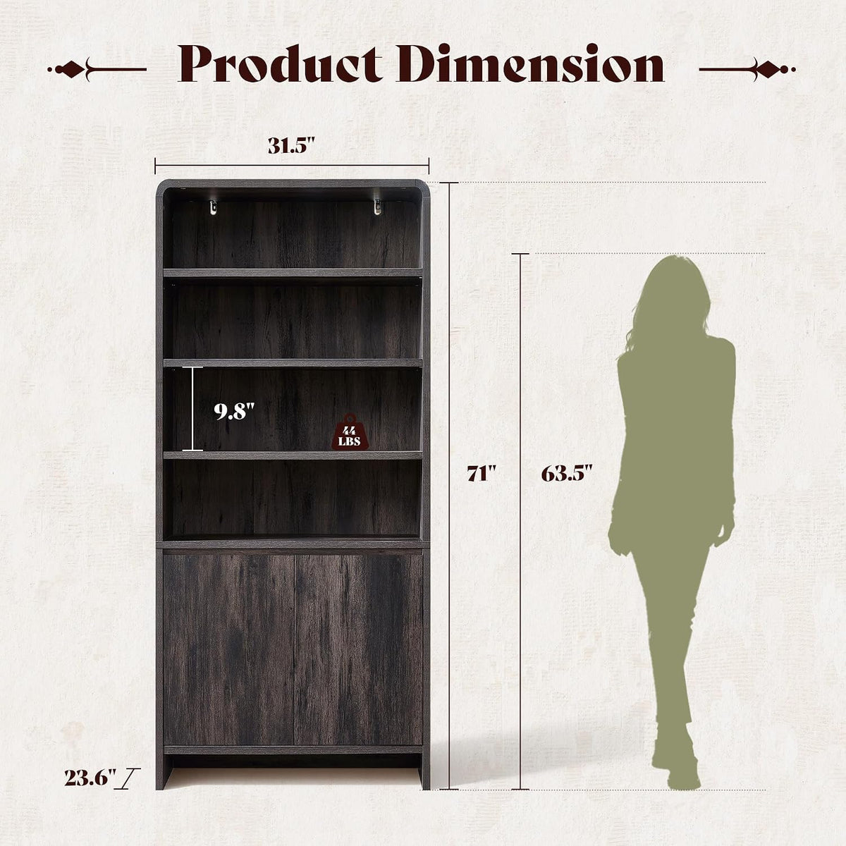 Arcova 71" Tall Bookshelf Amerlife Black