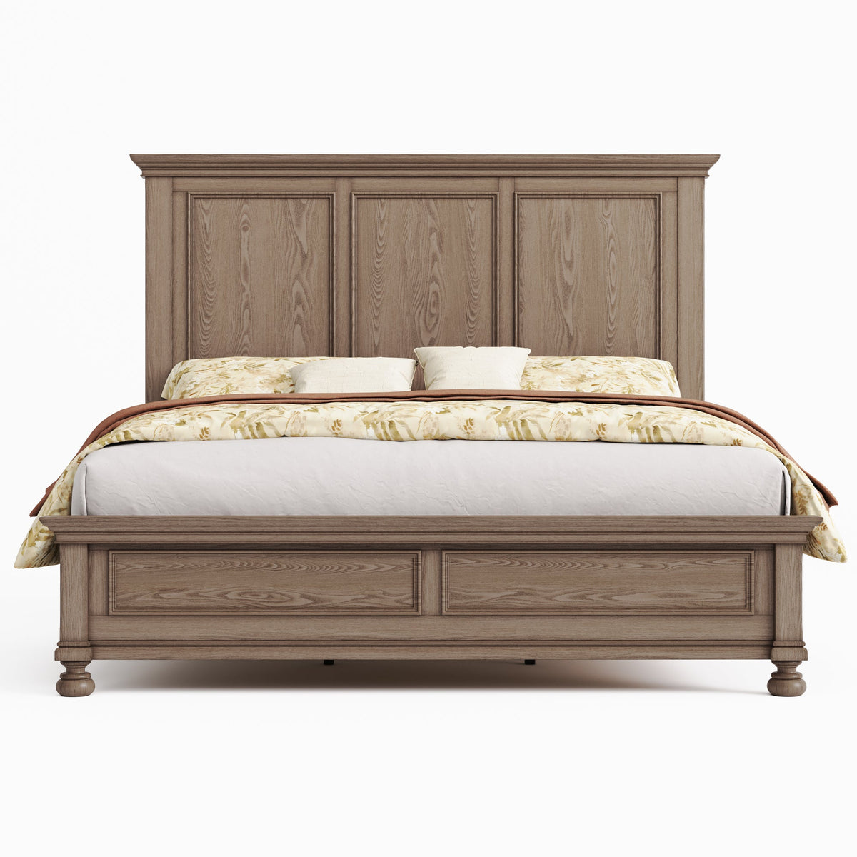 Bobbin Solid Wood Platform Bed-Taupe Gray-King