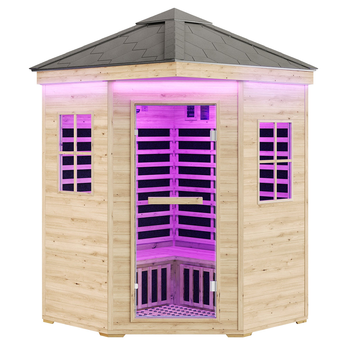 Low EMF Infrared Saunas for Home Amerlife Outdoor 4-Person 59.1*59.1*98.4 Inch