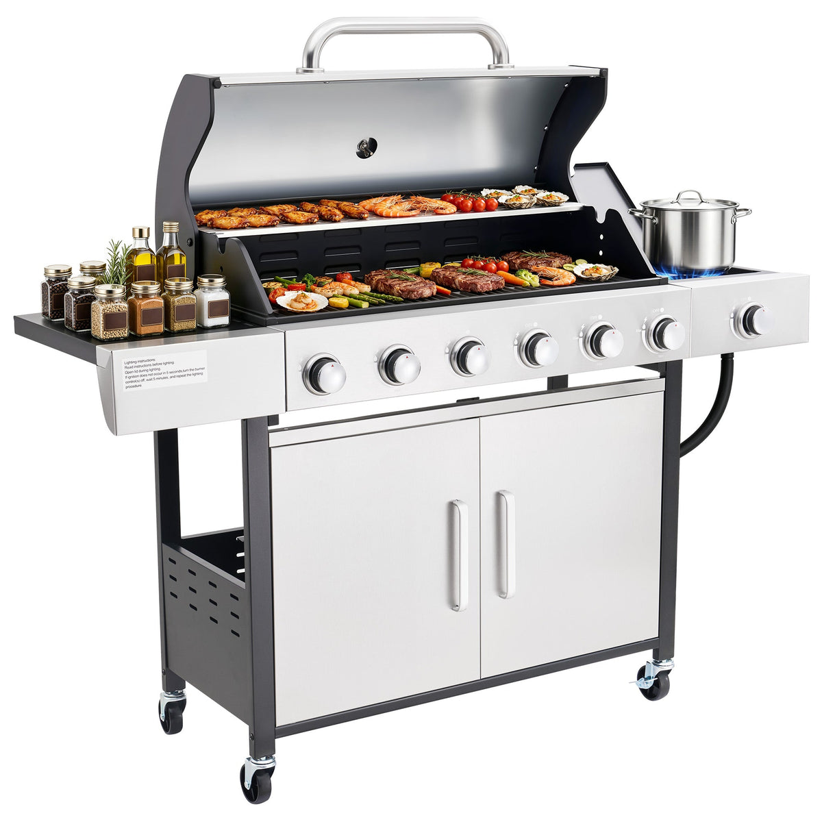 6-Burner Propane Grill Cart