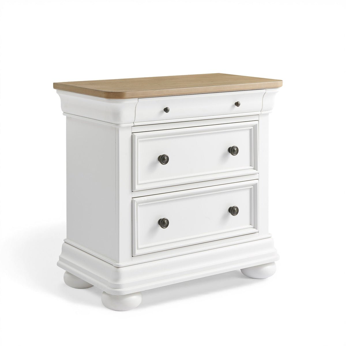 Bun Fully Assembly Wood Nightstand Amerlife White &Brown / 30" W