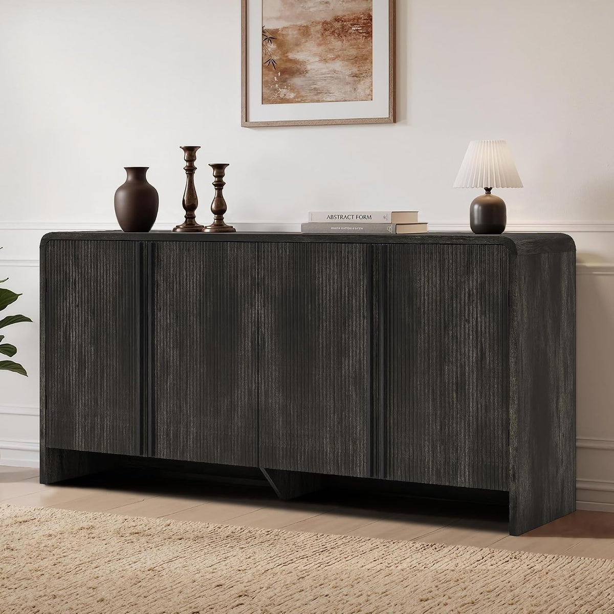 Sidra Fluted Buffet Cabinet Amerlife Black
