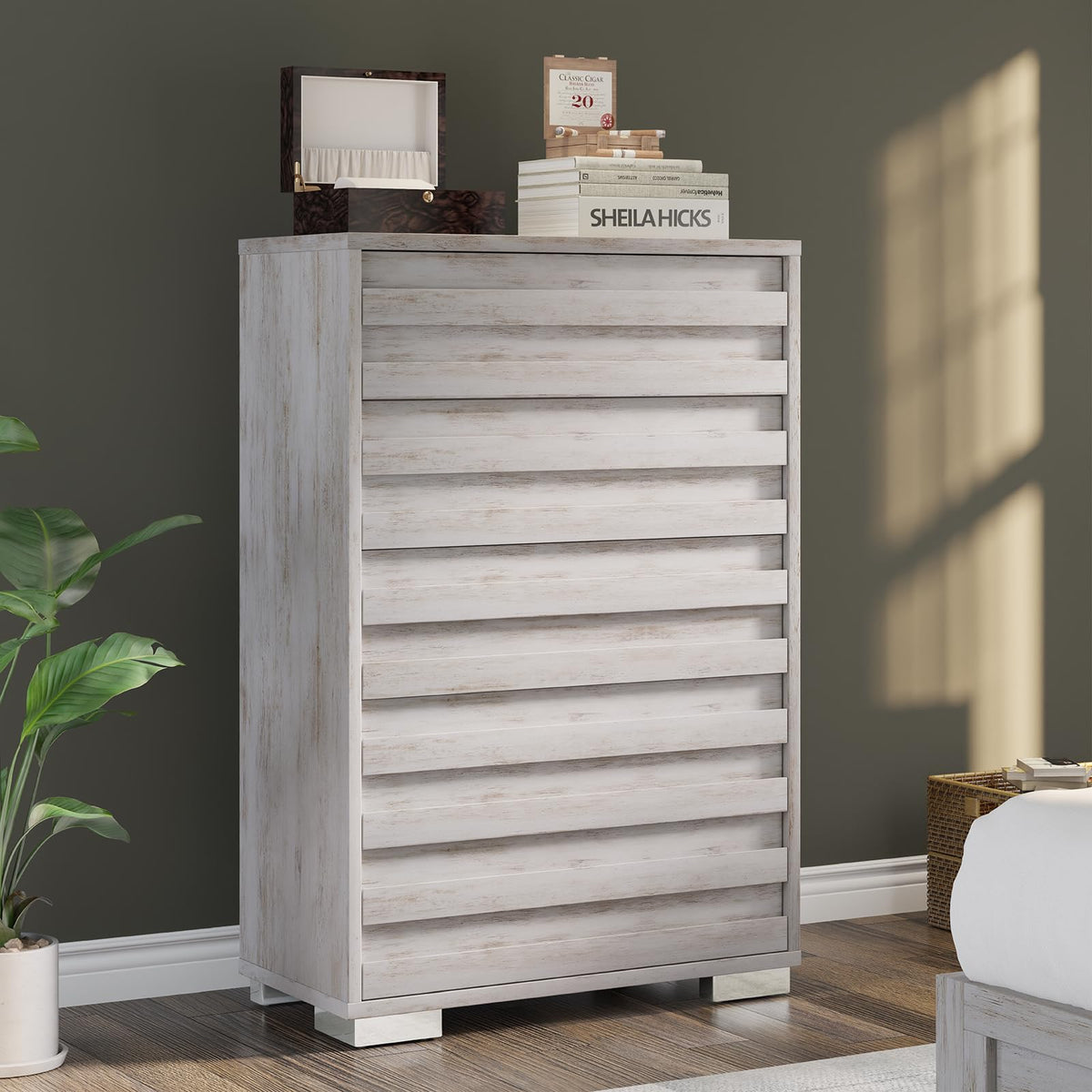 3 Piece Bedroom Set-K-Distressed White