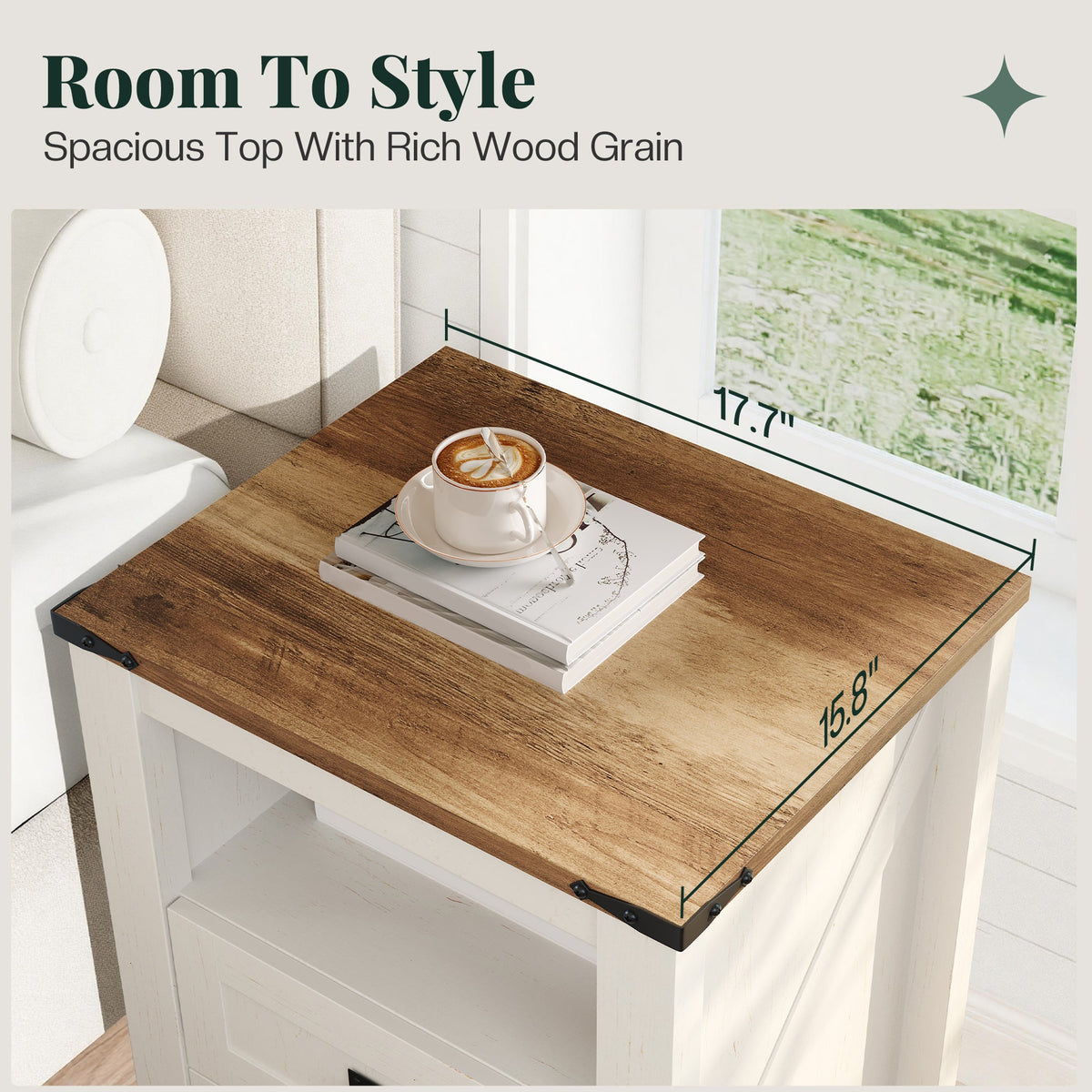 Hub Nightstand Set of 2 Amerlife White &Brown