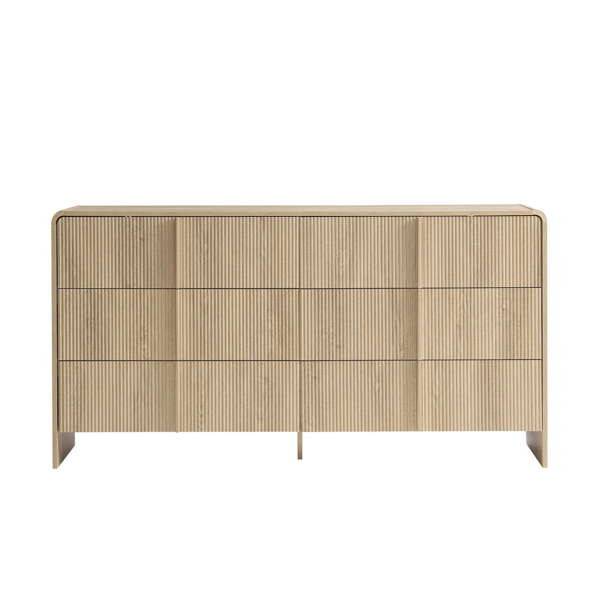 Garyon Fluted 6-Drawer Wide Dresser - Natural Oak