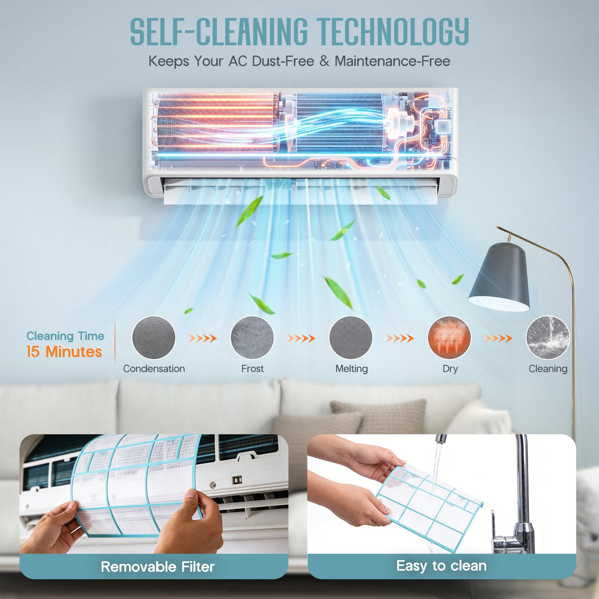 Whisper Ductless Mini Split AC and Heating System-24000BTU-220V