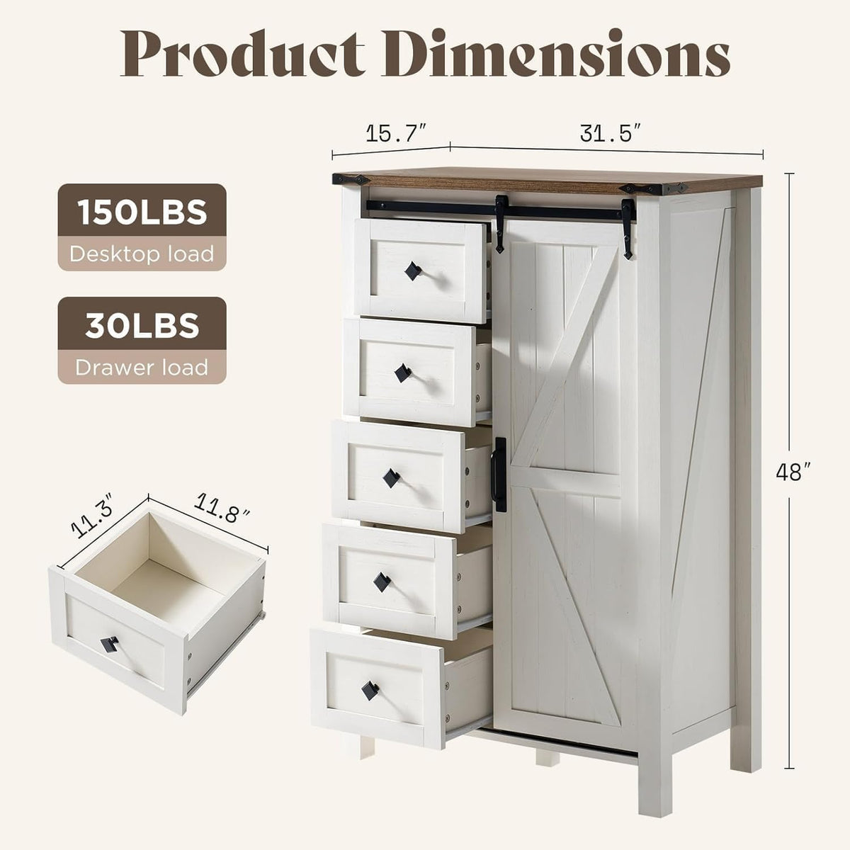 Alderman 4-Piece Bedroom Set Amerlife Full / Distressed White