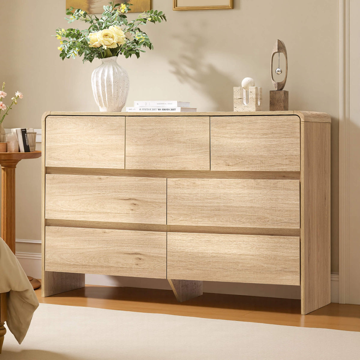 Garyon Modern 7-Drawer Storage Dresser _Light Oak