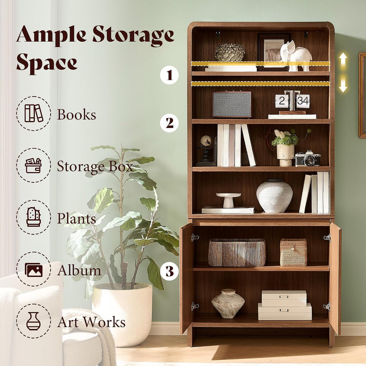Arcova 71" Tall Bookshelf Amerlife Rustic Brown