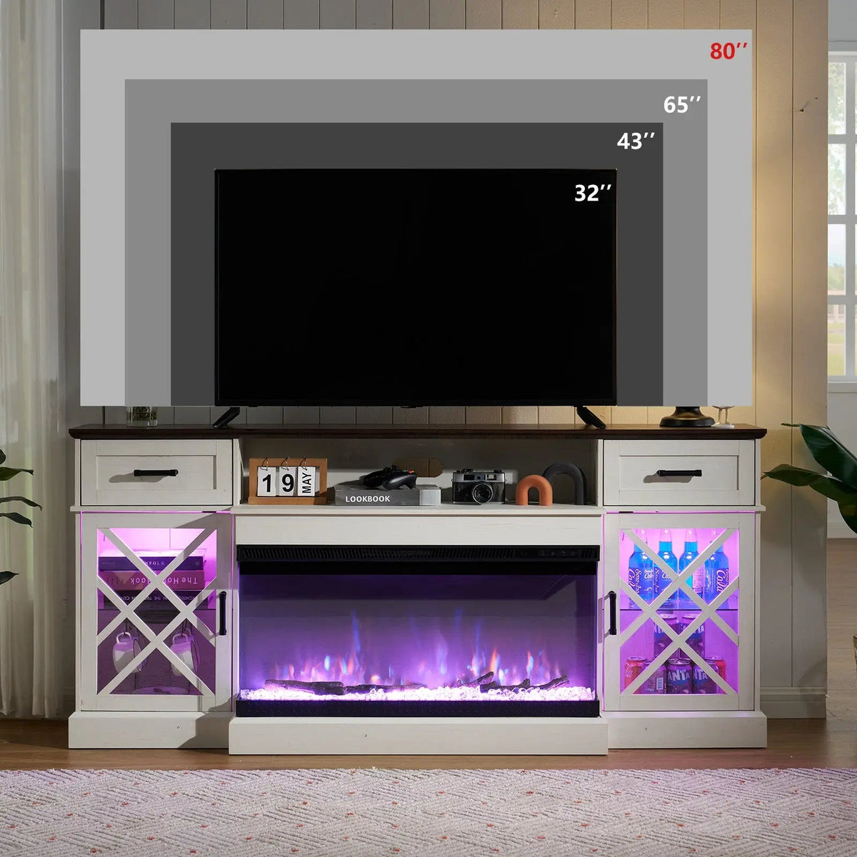 Austin 70" Fireplace TV Stand - Barnwood White