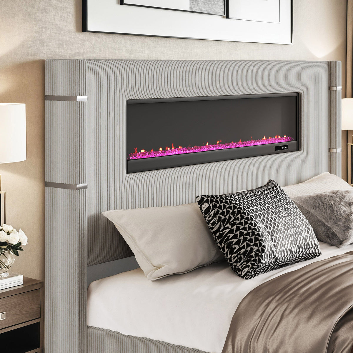 Chambers Bed Frame with Fireplace Amerlife-KS