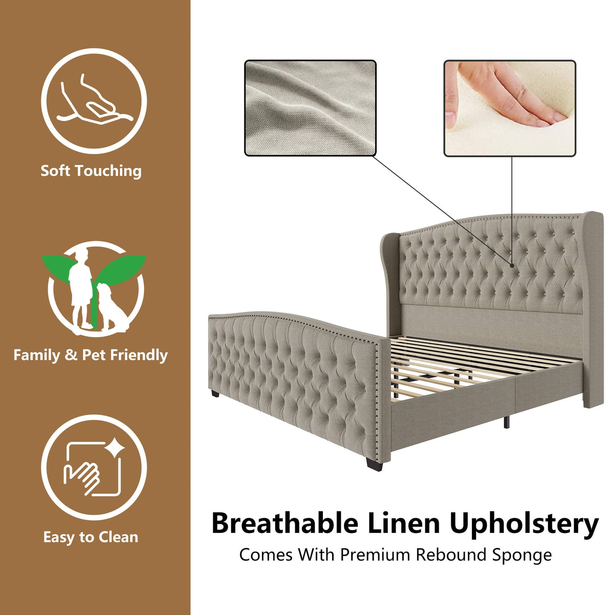 McCarthy California King Bed Frame Amerlife Beige