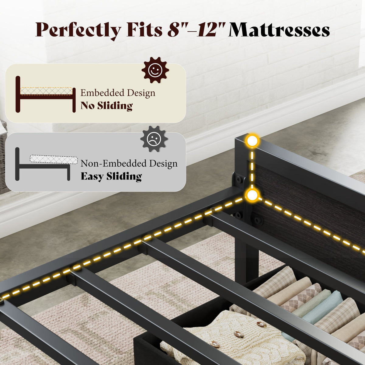 Veltrix LED Storage Velvet Bed Frame Amerlife King / Black