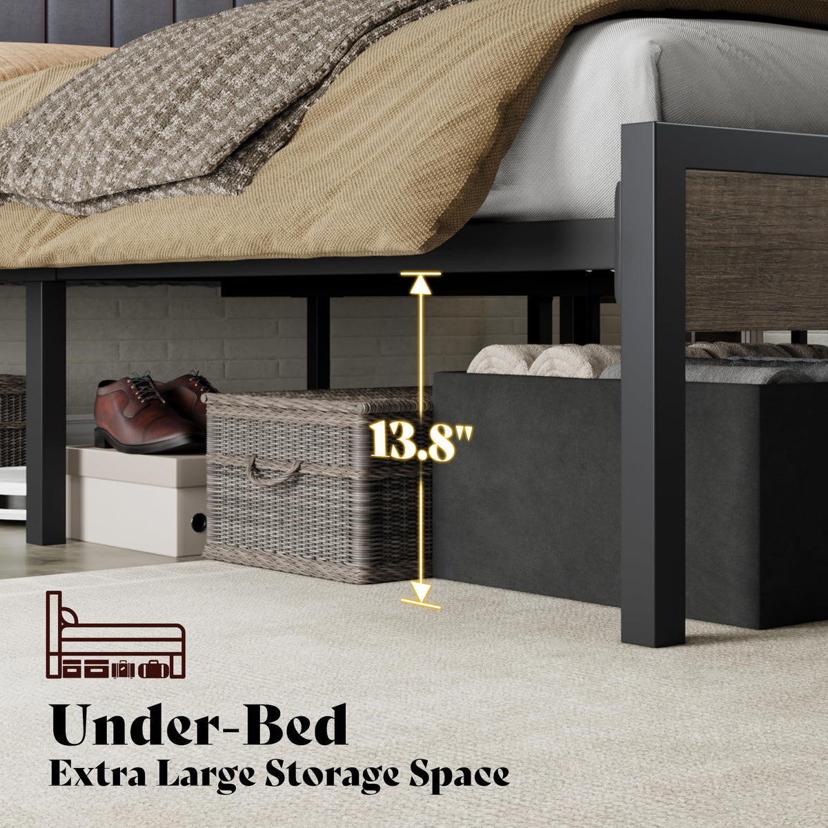 Veltrix LED Storage Velvet Bed Frame Amerlife King / Grey
