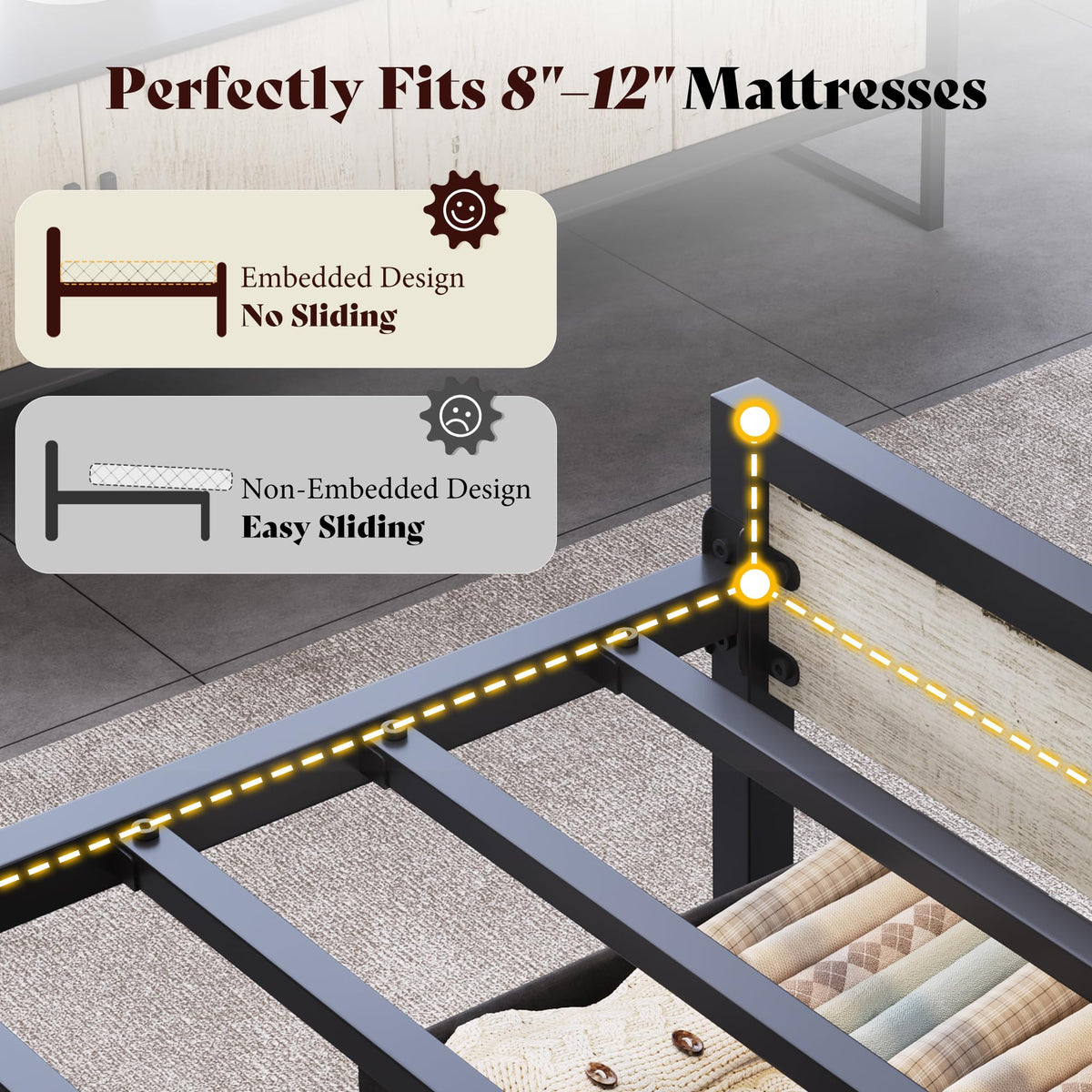 Veltrix LED Storage Velvet Bed Frame Amerlife King / White