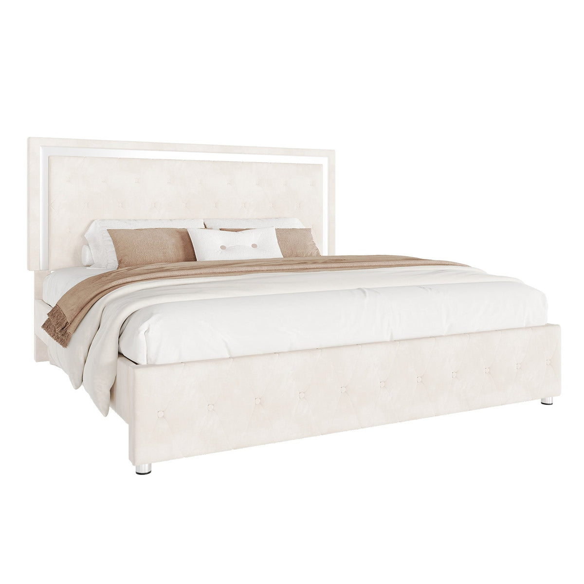 Hues LED Bed Frame-Q-CREAM