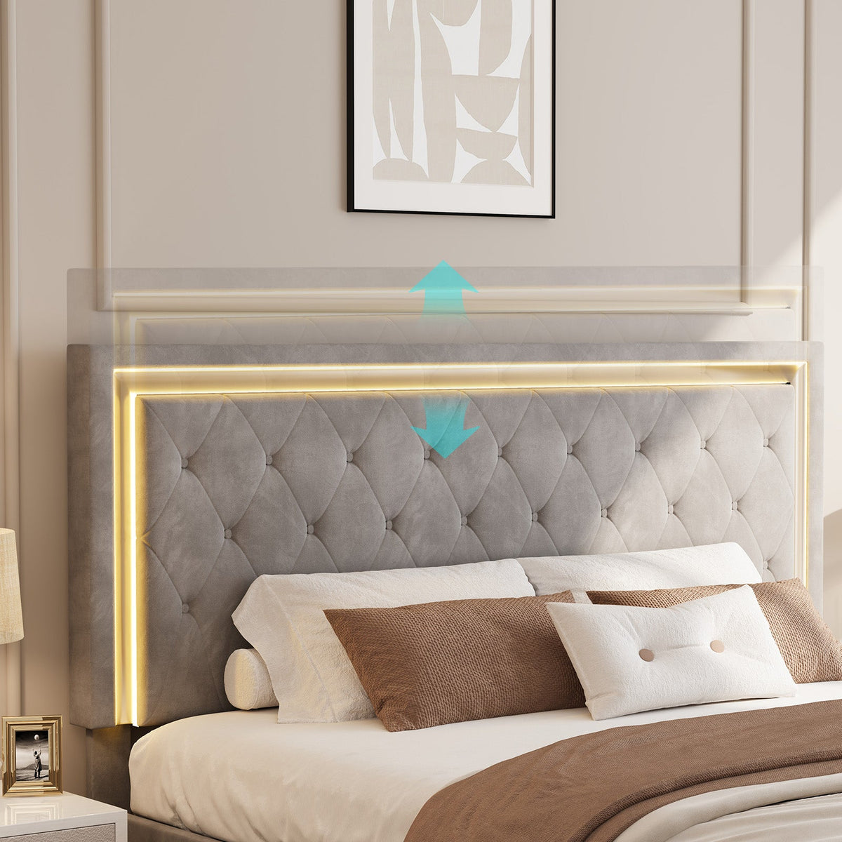 Hues LED Bed Frame-Q-GREY