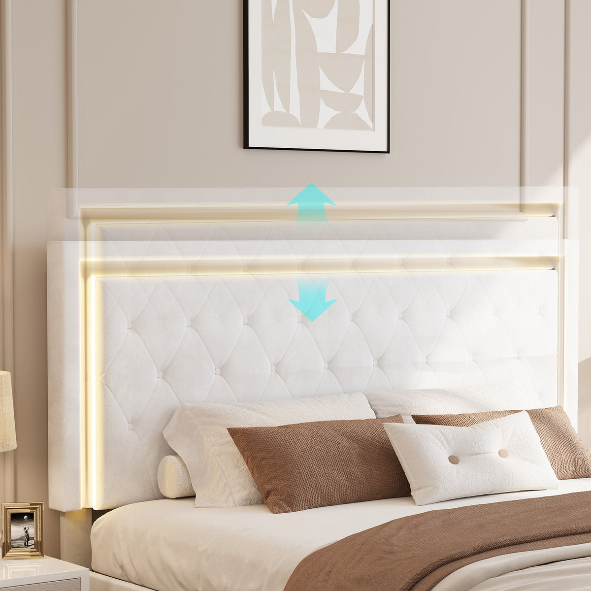 Hues LED Bed Frame-Q-WHITE