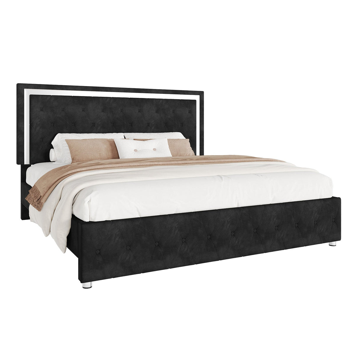 Hues LED Bed Frame-T-BLACK