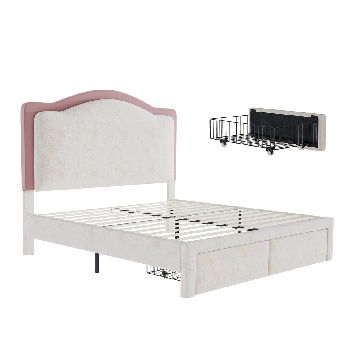 BUB025 LED Storage Bed Pink