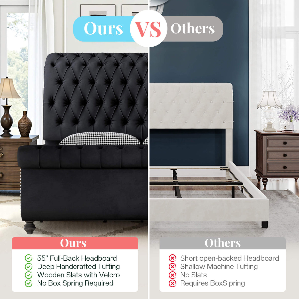 Windsor Sleigh Bed Frame -Black