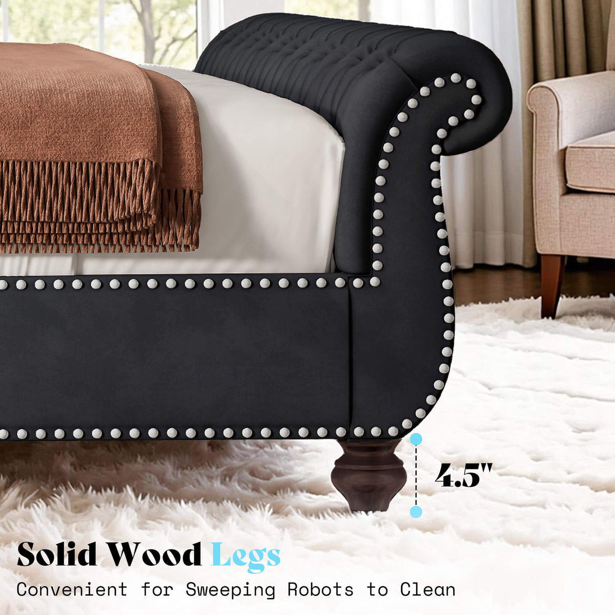 Windsor Sleigh Bed Frame -Black