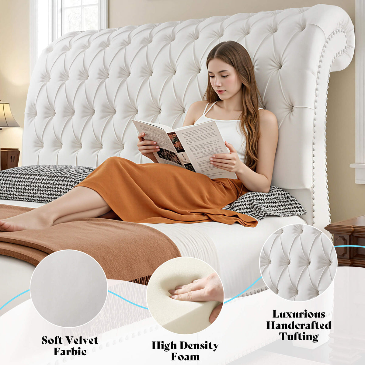 Windsor Sleigh Bed Frame -White