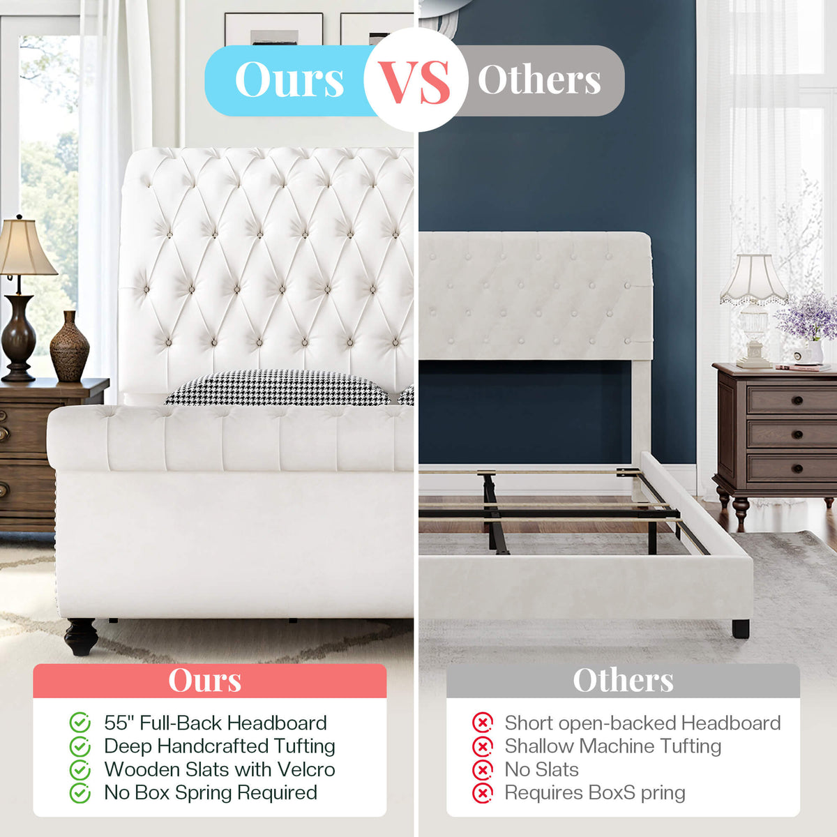 Windsor Sleigh Bed Frame -White