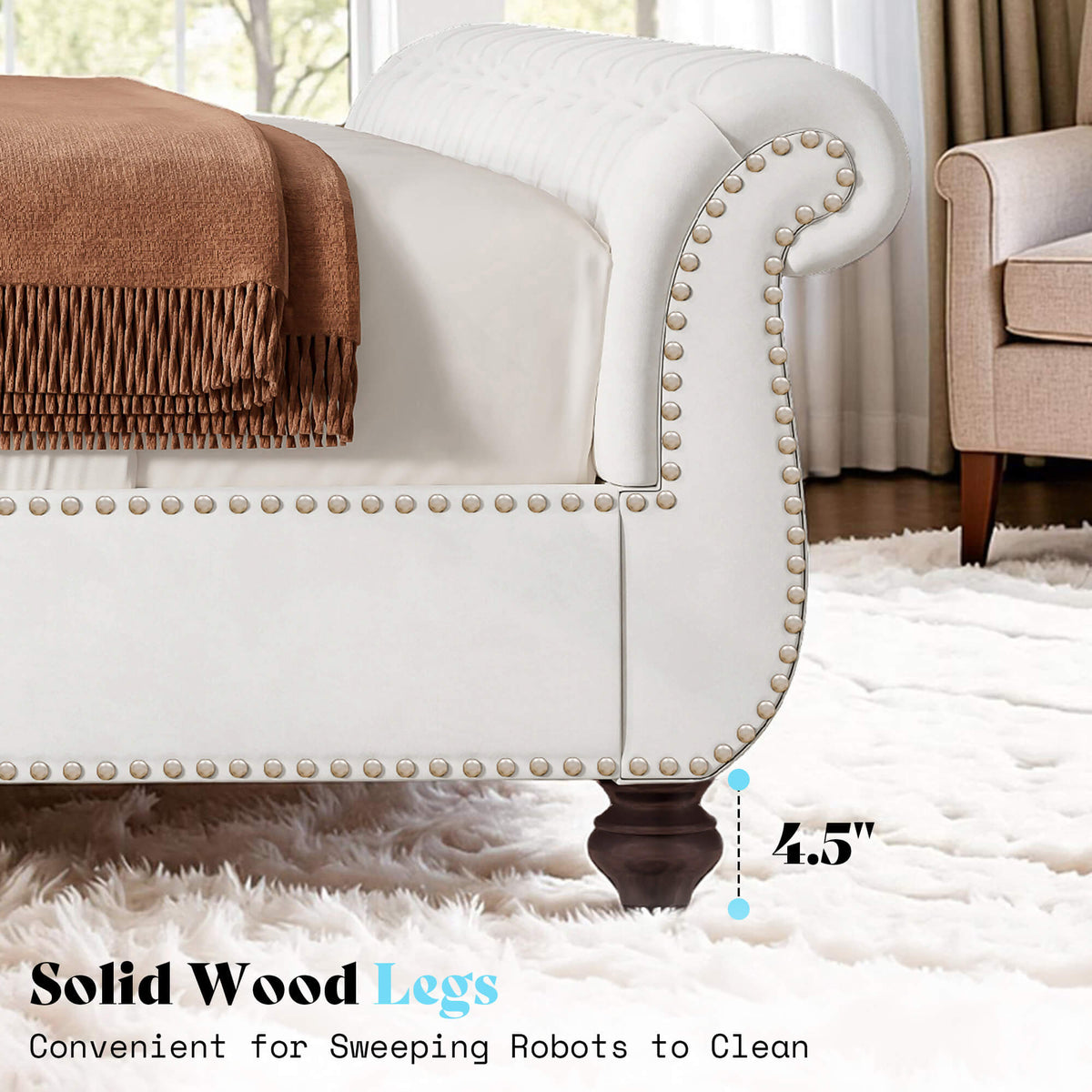 Windsor Sleigh Bed Frame -White