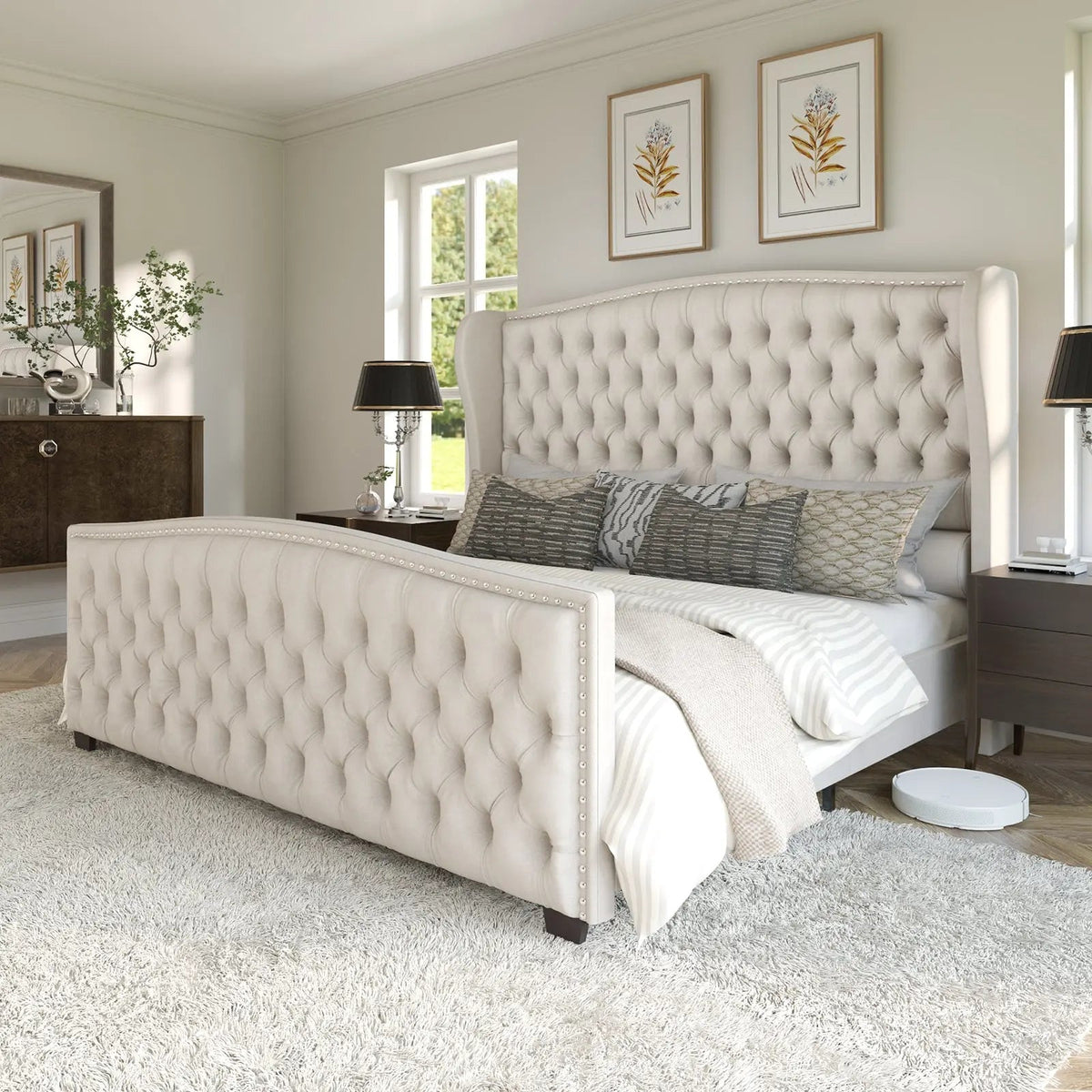 McCarthy California King Bed Frame Amerlife Cream