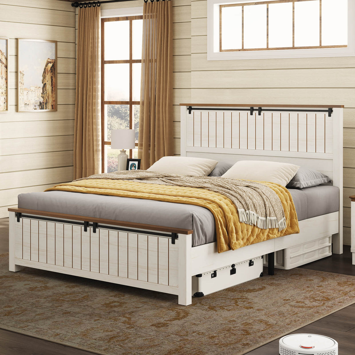 Tennyson Storage Wooden Bed Frame-Queen(White)