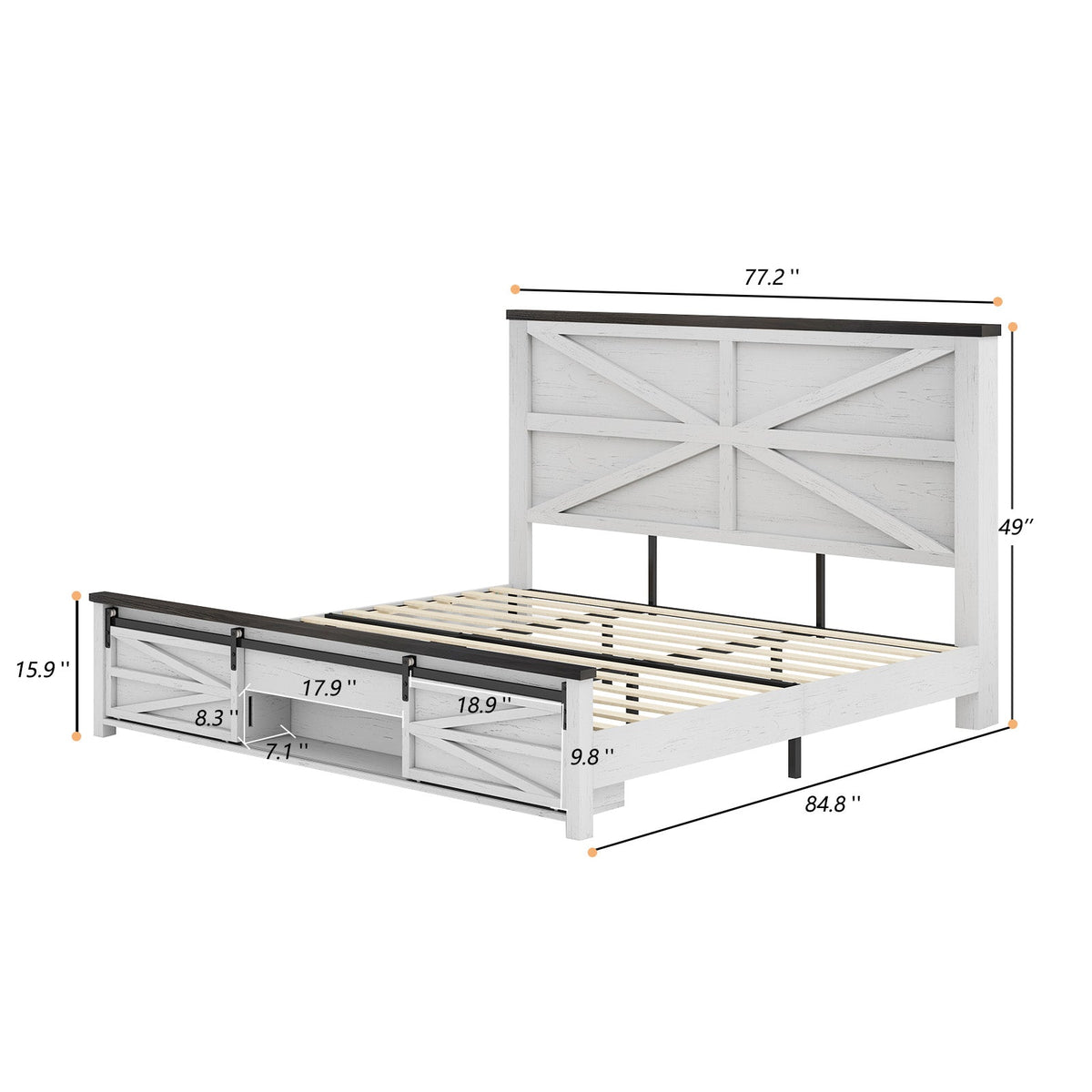 Barrow Bed Frame - King / White