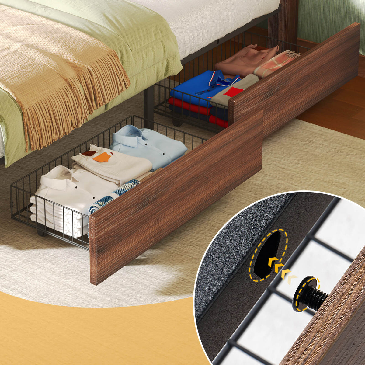Bandera Bed Frame with 4 Drawers - Rustic Brown