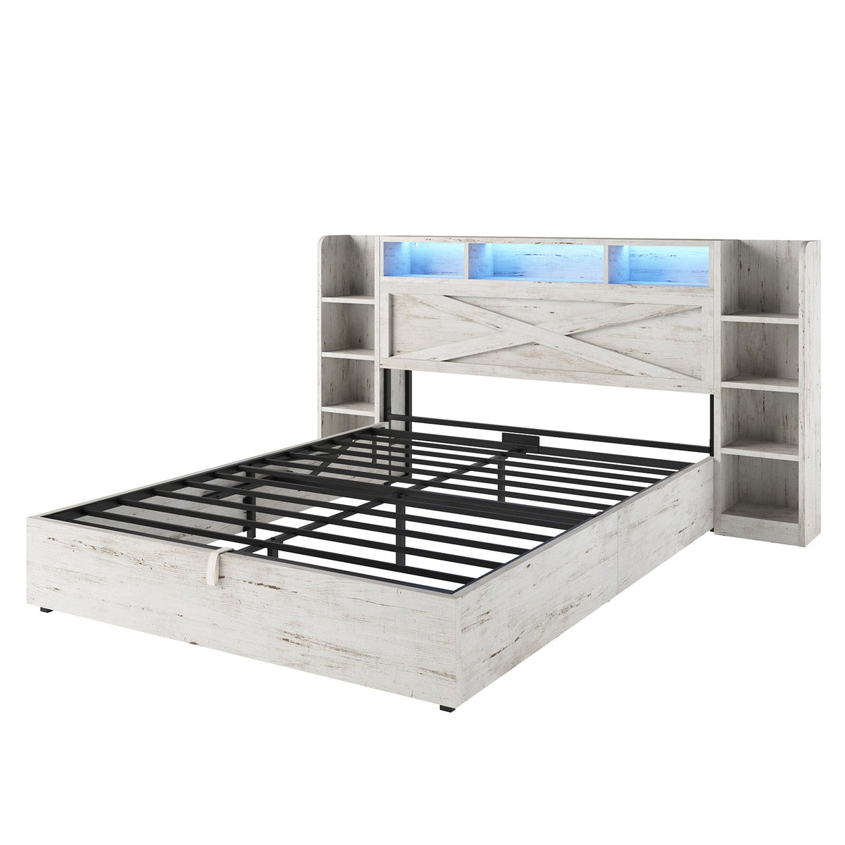 Porter Hydraulic Storage Bed Frame - Full / White Birch