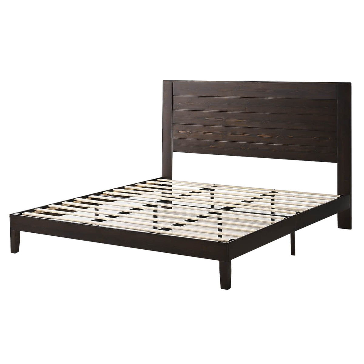 Fremont King Solid Wood Bed Frame -Dark Brown
