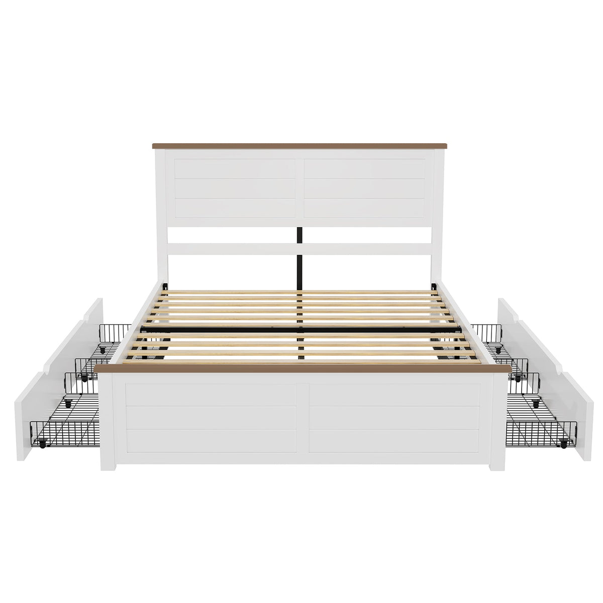 Allerton Solid Wood Storage Bed Frame - Queen / Antique White