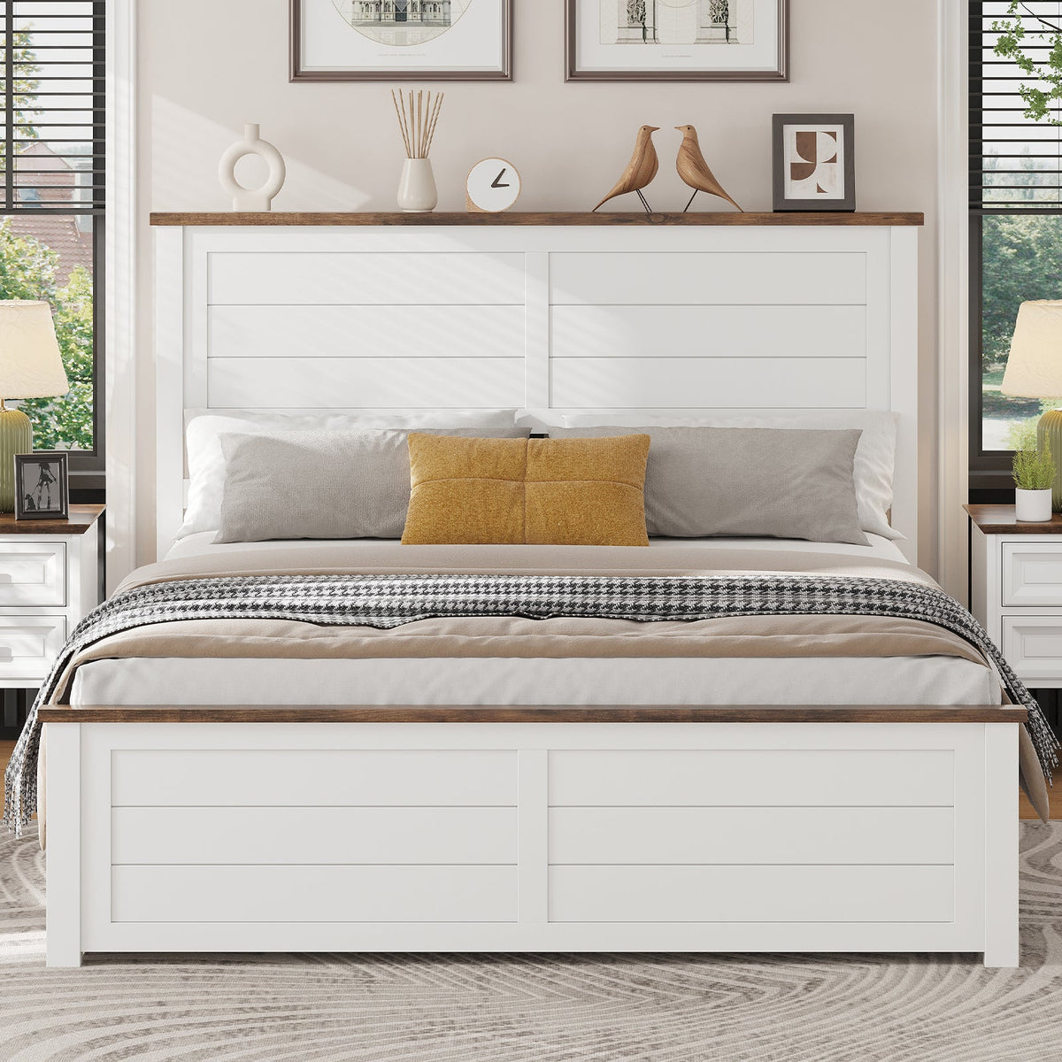 Allerton Solid Wood Storage Bed Frame - Queen / Antique White