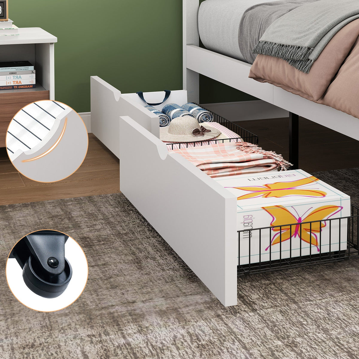 Allerton Solid Wood Storage Bed Frame - Queen / Antique White