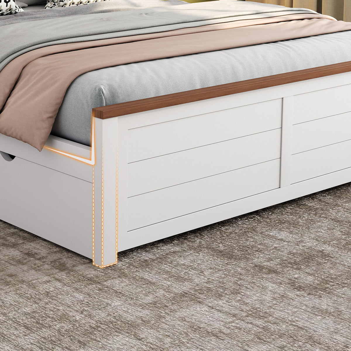Allerton Solid Wood Storage Bed Frame - Queen / Antique White