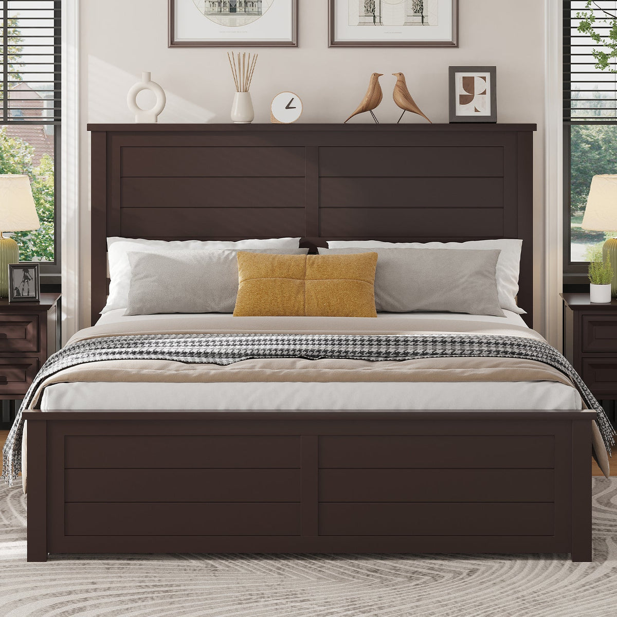 Allerton Solid Wood Storage Bed Frame - Queen / Dark Coffee