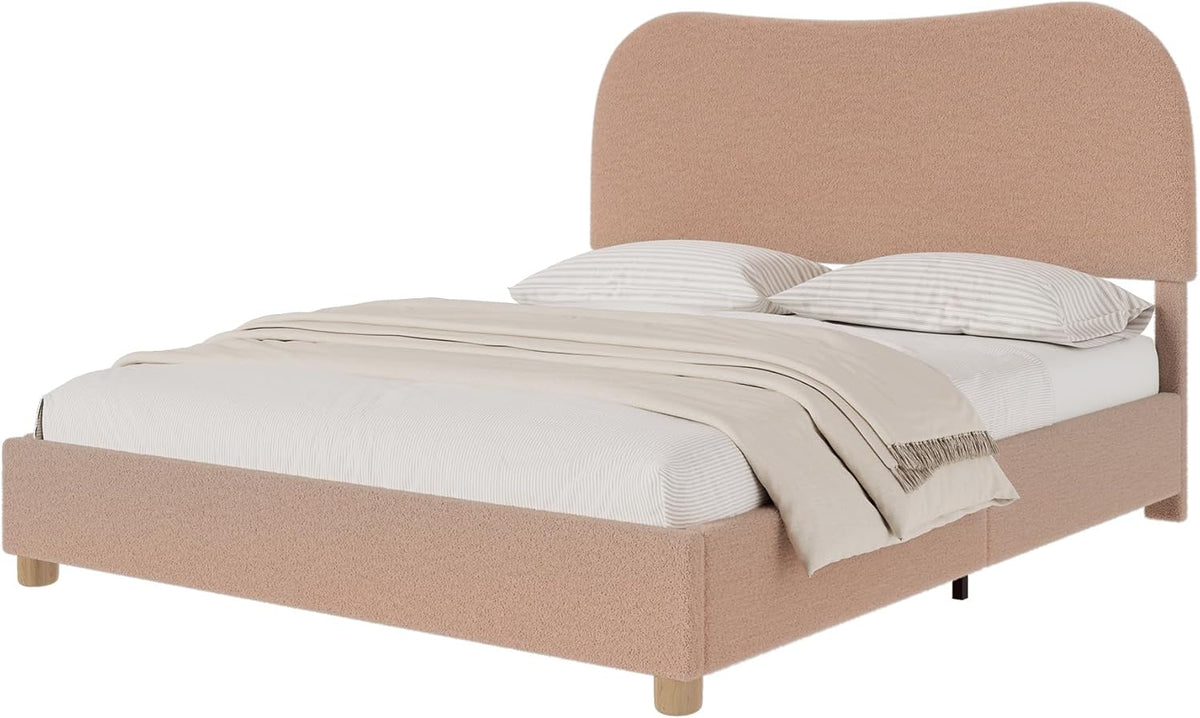 Boucle Fabric Full Bed Frame