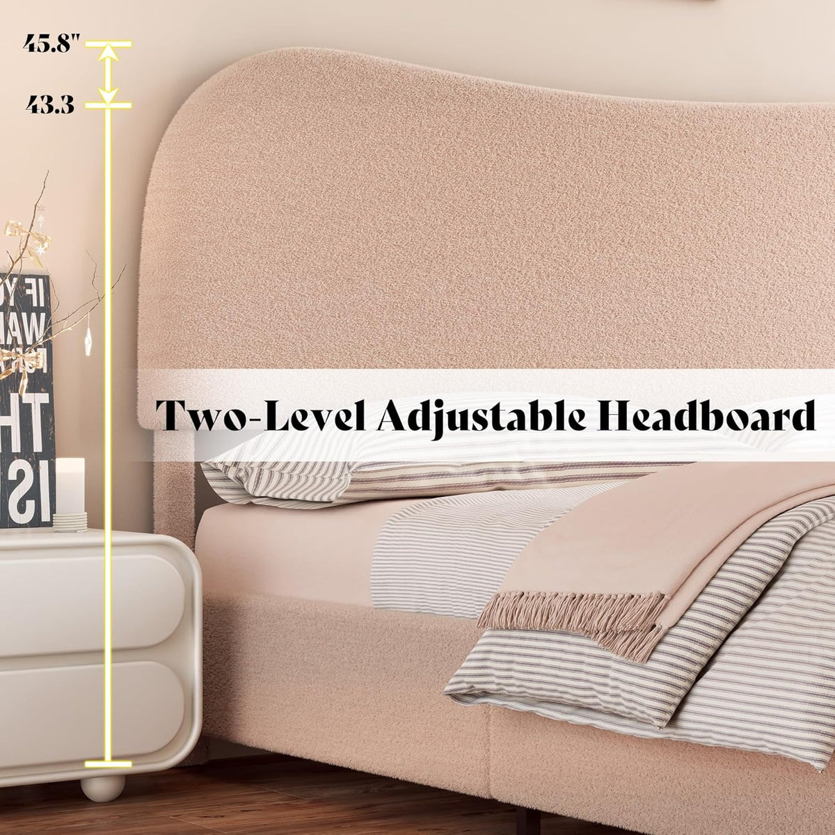 Boucle Fabric Full Bed Frame