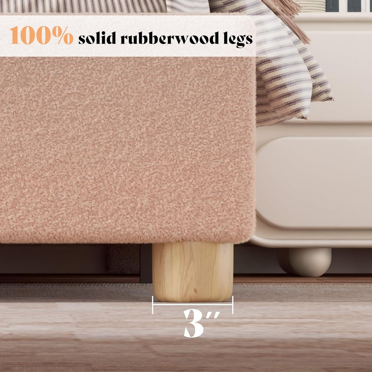 Boucle Fabric Full Bed Frame