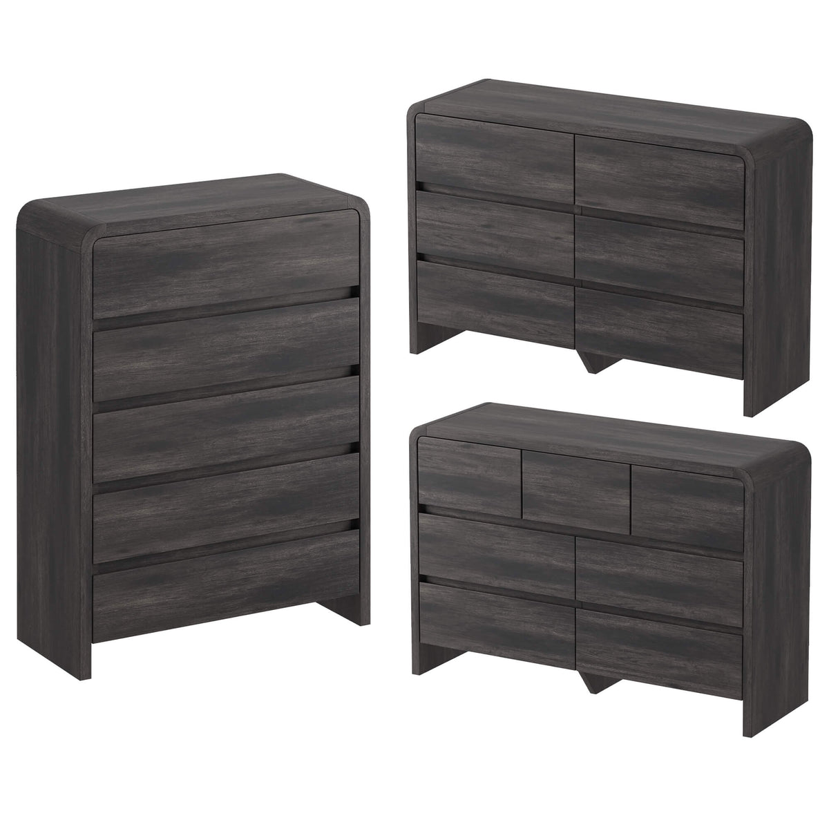 Garyon Modern Bedroom Furniture Set -5+6+7Black