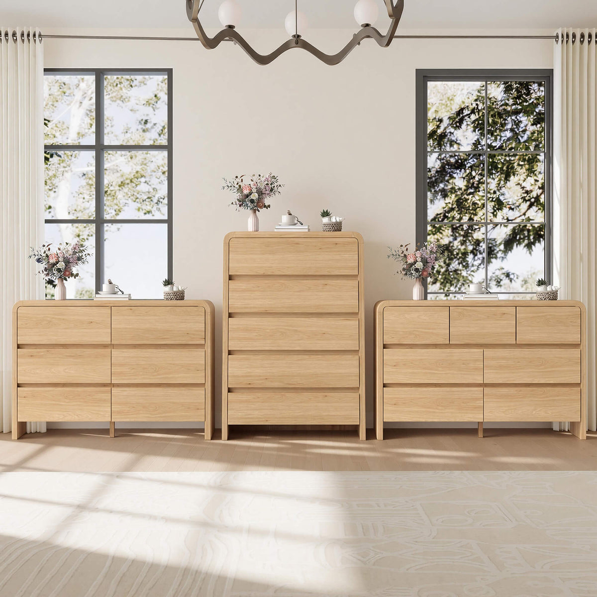 Garyon Modern Bedroom Furniture Set -5+6+7LightOak