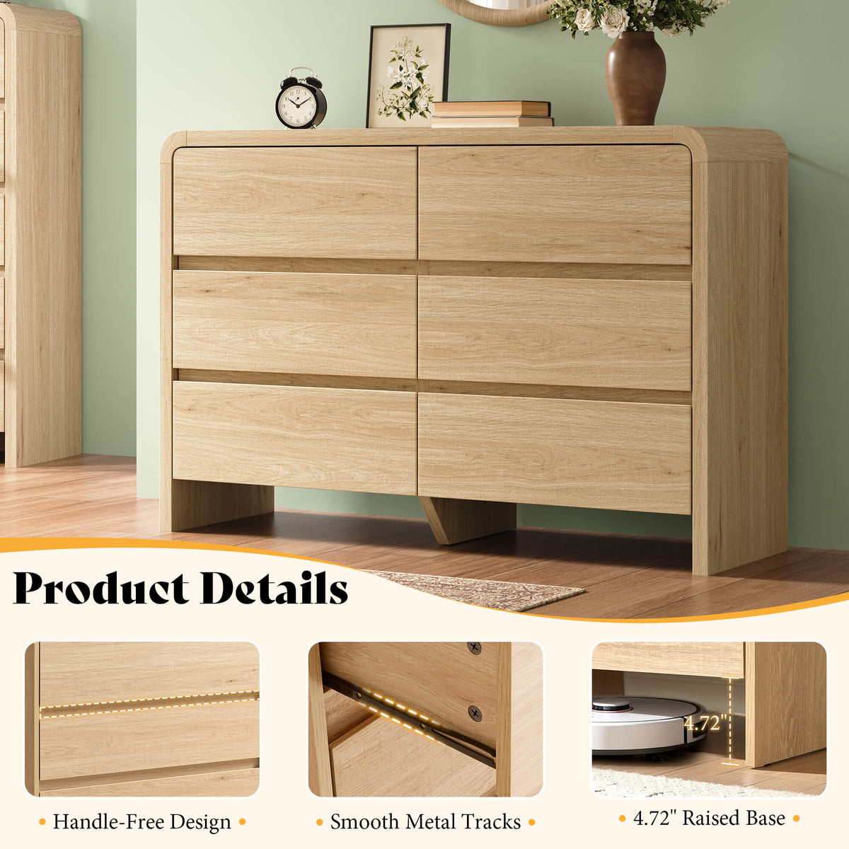 Garyon Modern Bedroom Furniture Set -6+2LightOak