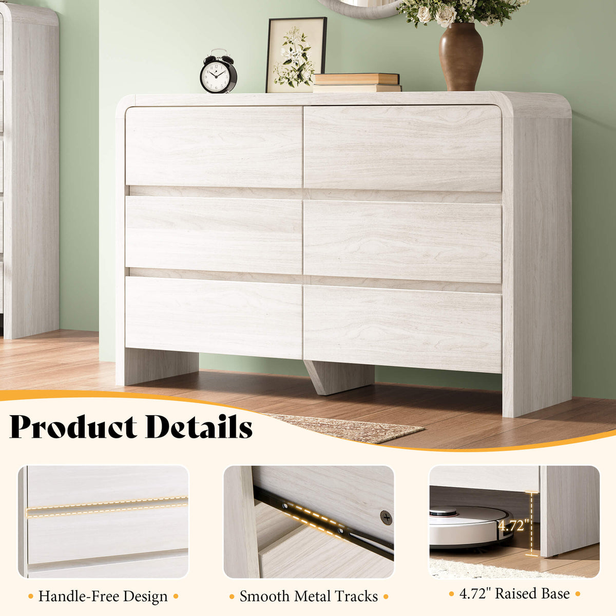 Garyon Modern Bedroom Furniture Set -6+2White