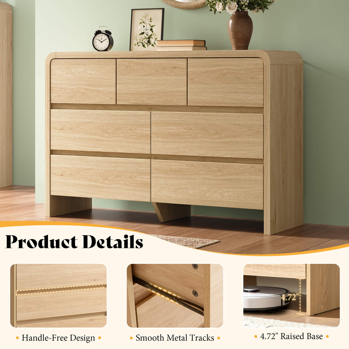 Garyon Modern Bedroom Furniture Set -7+2LightOak