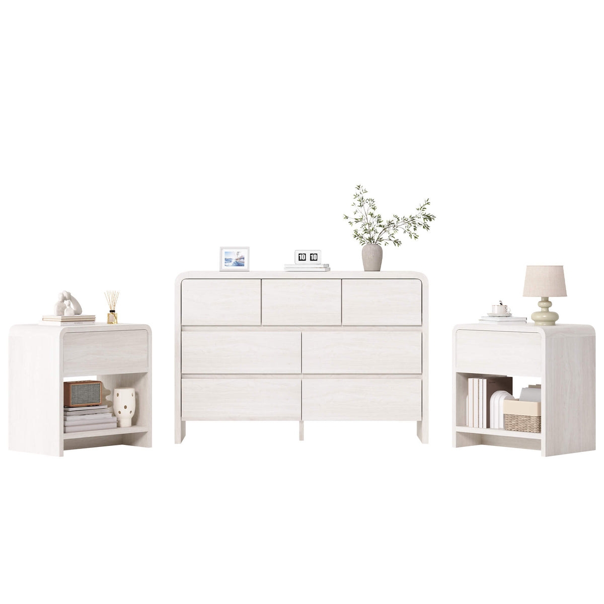 Garyon Modern Bedroom Furniture Set -7+2White
